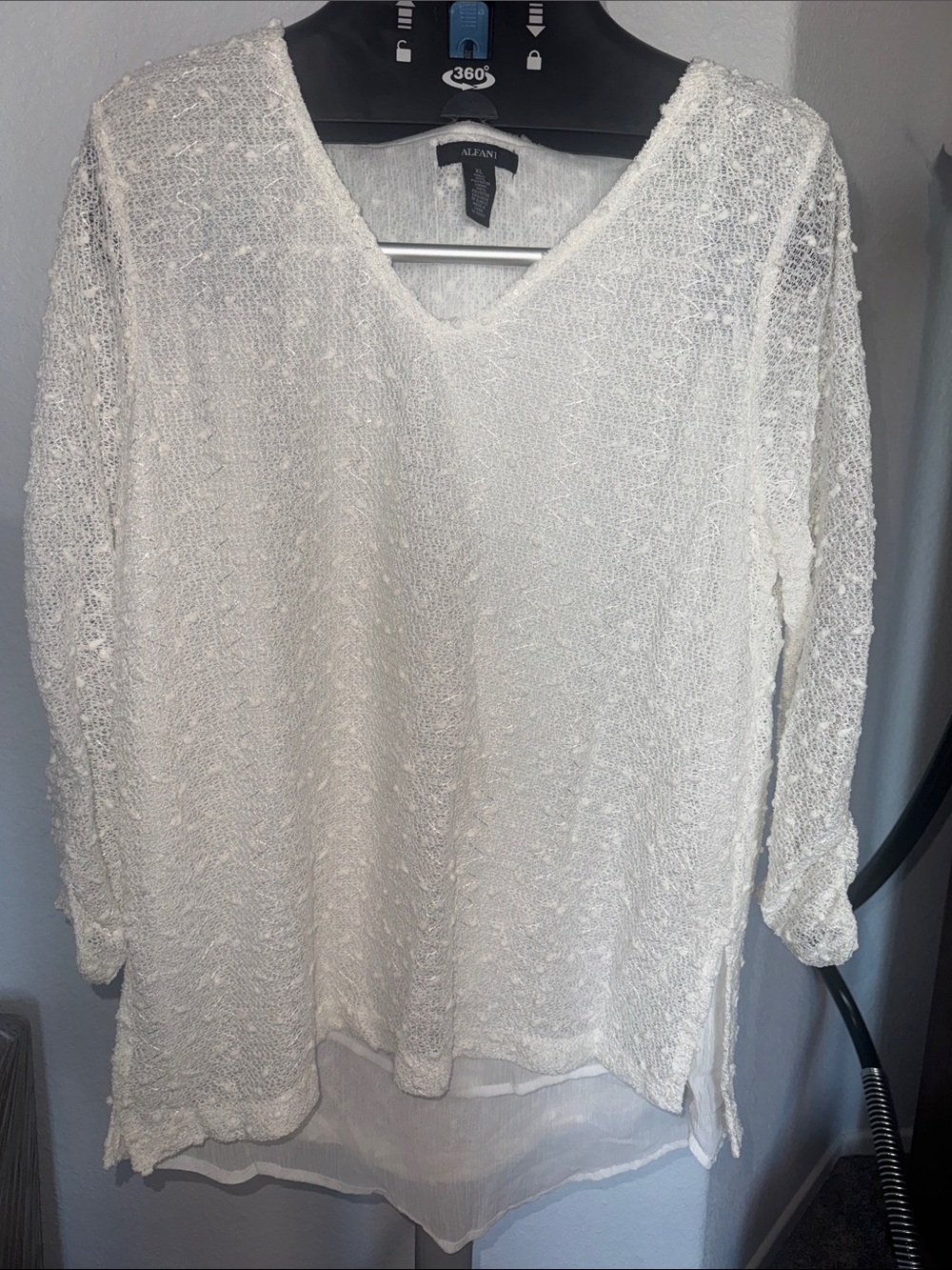 Alfani Ivory V-Neck Layered Knit Top
